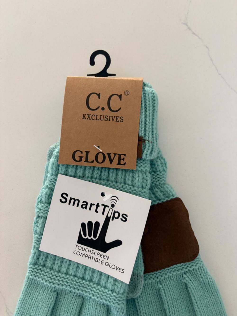 C.C Mint Ribbed Gloves - Picture 4 of 5